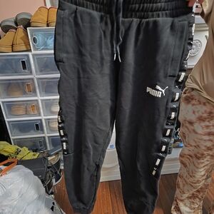 Puma Black Joggers with Side Stripes